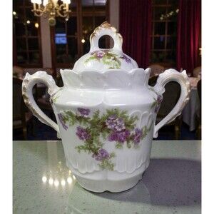 Antique Bawo & Dotter Elite Works Limoges France SM L Covered Sugar Bowl 6 7/8”